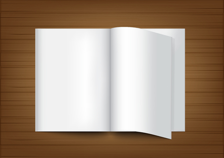 3D Mock up Realistic Book and Wood Background for Catalog Design Illustration Vectorのイラスト素材