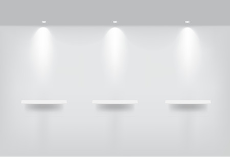 Mock up Realistic Empty Shelves for interior to Show Product with light and shadow background illustrationのイラスト素材