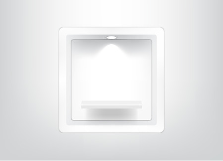 Mock up Realistic Empty Square Shelf for interior to Show Product with light and shadow on white background illustrationのイラスト素材