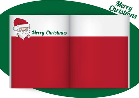 Santa Claus Mock up on Note Book greeting card with Snow. Merry Christmas and Happy New Year Holiday Concept Design Background Illustration vector.のイラスト素材