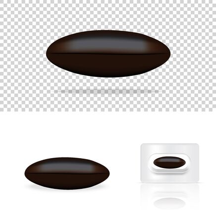 Mock up Realistic Vitamin Pill Medicine Capsule Panel on White Background Vector Illustration. Tablets Medical and Health Concept.のイラスト素材