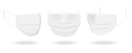 Surgical mask and Virus Protection withe box isolated on white background. Safety Breathing,  Health Care and Medical Concept Design.のイラスト素材