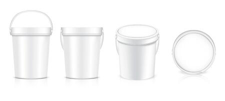 3D mock up realistic Bucket Bottle packaging product. Food and Drink merchandise concept design.のイラスト素材