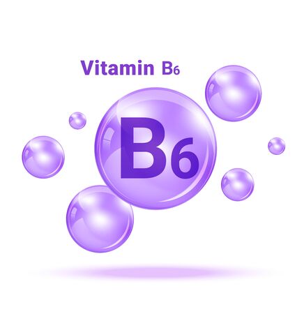 Vitamin B6  Graphic Medicine Bubble on white background Illustration. Health care and Medical Concept Design.のイラスト素材