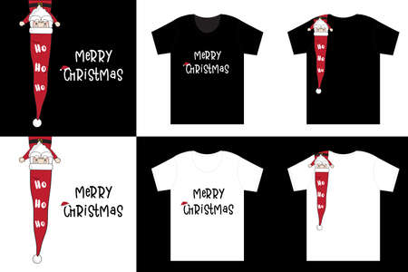 Merry Christmas and Happy New Year. Santa Ho Ho Ho Gnomes  lettering quoteÂ on t-shirt design, greeting card or poster design Background Vector Illustration.&#xA;のイラスト素材