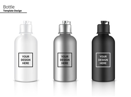 Bottle 3D mock up realistic plastic shaker in vector for water and drink.のイラスト素材