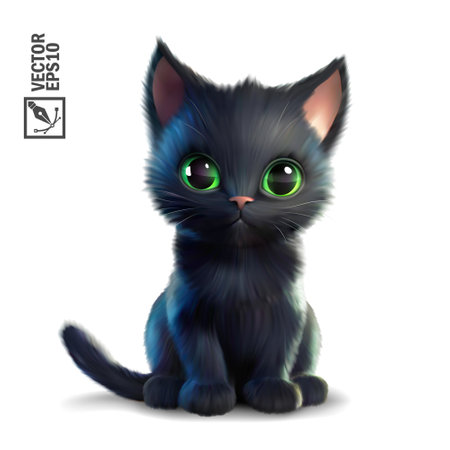 Cat 3d realistic cartoon vector icon, cute kittenのイラスト素材