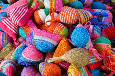 Handmade Colorful bags by plants.の写真素材