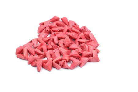 Fold the red paper heart represents love.の写真素材