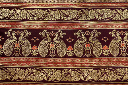 A peacock design in silk  