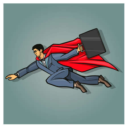 Businessman. Superhero. Colorful illustrations.のイラスト素材