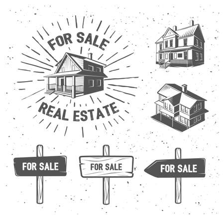 Houses icons set. Real estate vector illustration.のイラスト素材