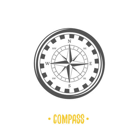 Compass illustration. Vector logotype isolated on black background.のイラスト素材