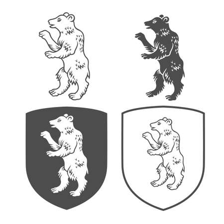 Vector heraldic shields with bear on a white background.のイラスト素材