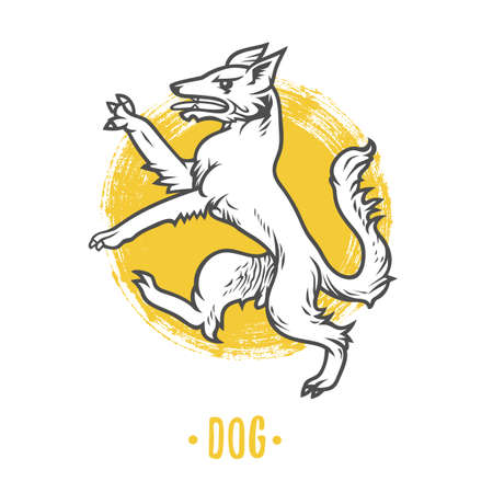 Vector heraldic shields with dog on a white background. Coat of arms, heraldry, emblem, symbol design elements.のイラスト素材