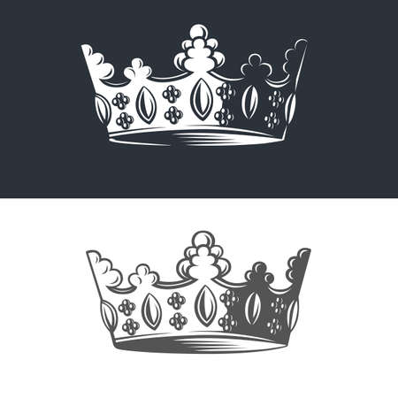 Image of heraldic crown, black and white illustration.のイラスト素材