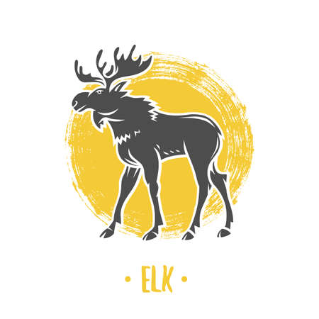 Logo of elk on a white background. Coat of arms, heraldry, emblem, symbol design elements.のイラスト素材