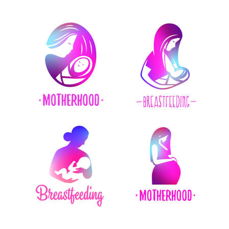 Motherhood and childbearing label. Vector illustration.のイラスト素材