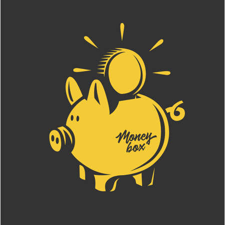 Money box. Black and white vector objects.のイラスト素材