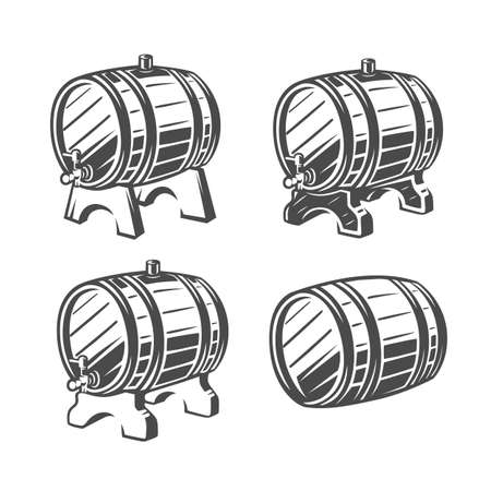 Barrel. Black and white vector illustration.のイラスト素材