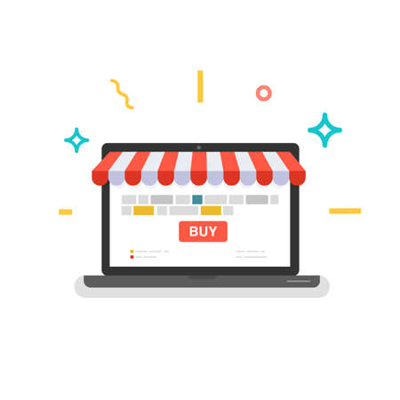 Online shop. Web store. Digital Marketing, store, E-commerce shopping concept.のイラスト素材