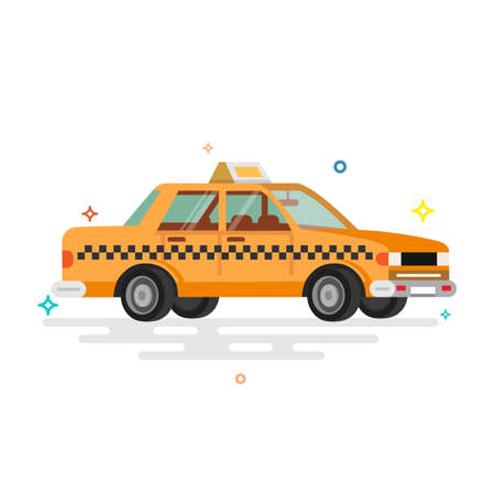 Taxi car. Vector flat illustration. Hand drawn design element for label and posterのイラスト素材