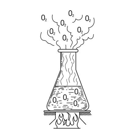 Laboratory glass vector icon. glassware equipment Experiment flasks and test tube.  Simple flat styleのイラスト素材