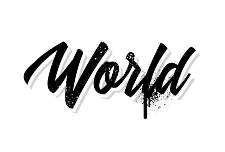 World. Lettering. Vector illustration.のイラスト素材