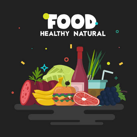 Health natural food. Simple illustrations for Nutrition.のイラスト素材