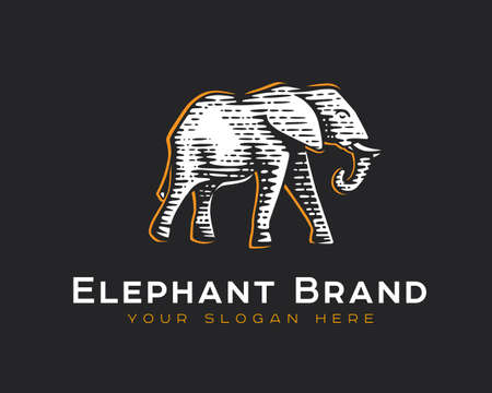 Logotype of the elephant. Vector illustration. Black and white vector objects.のイラスト素材