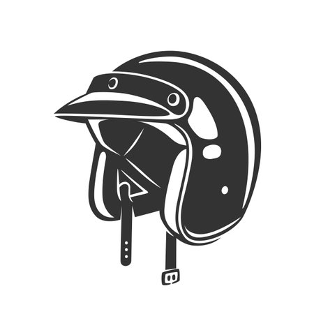 Helmet vintage illustration. Racing motorcycle illustration, design elements. Black and white vector illustration.のイラスト素材