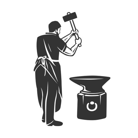 Blacksmith isolated vector symbol, stylized retro emblem.のイラスト素材
