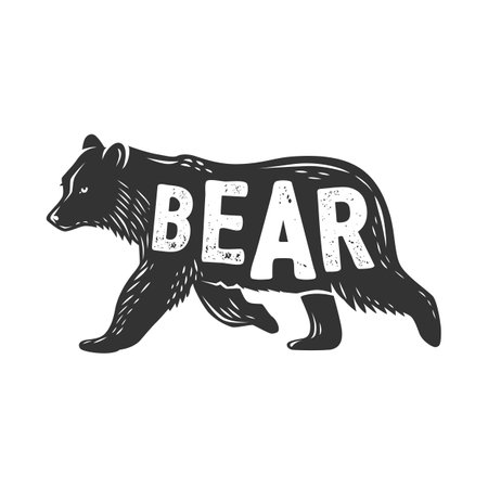 Vector bear illustration. Black and white vector object.のイラスト素材