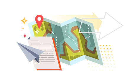 Illustration of the map. Color illustrations on white background.のイラスト素材
