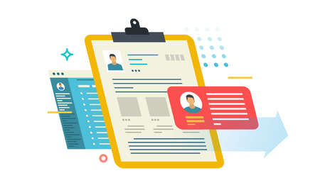 Person profile on different media. Color illustrations on white background.のイラスト素材