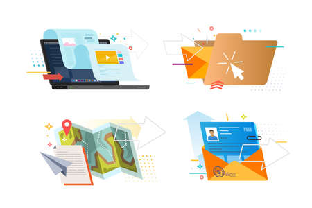 Set of colored illustrations on a white background on the topic of marketing.のイラスト素材