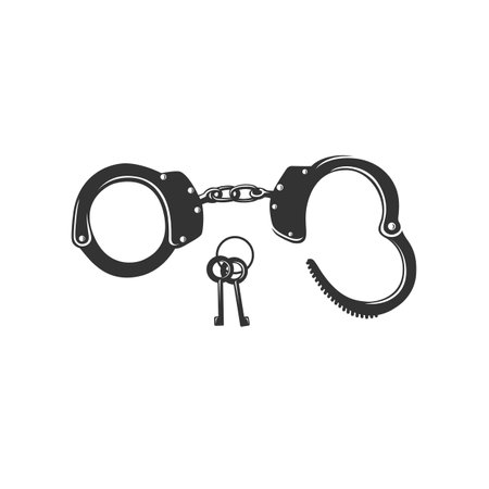Handcuffs Sign Isolated On White Background. Criminal Symbol Simple, Flat Vector, Icon You Can Use Your Website Design, Mobile App Or Industrial Designのイラスト素材