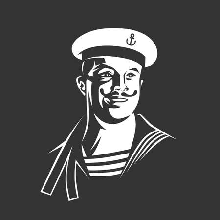seaman. design element. Black and white vector illustration.のイラスト素材
