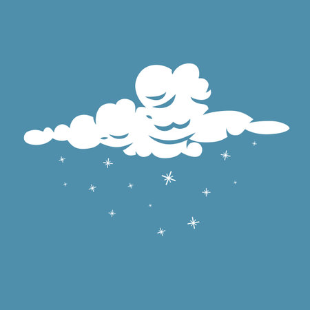Cloud with falling snowflakes. Stylized illustration. color vector illustration.のイラスト素材
