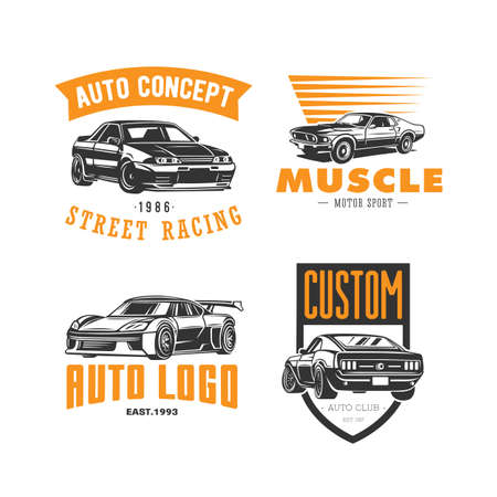 Set of car emblems. street racing. design element.のイラスト素材