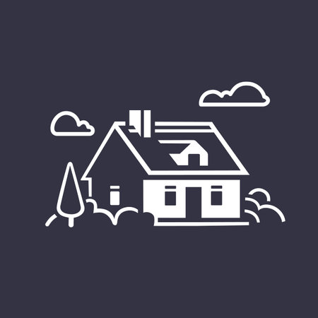 private house icon. Monochrome illustration. design element.のイラスト素材