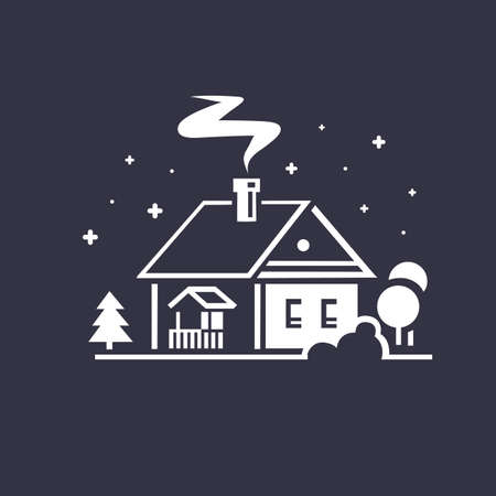 private house icon. Monochrome illustration. design element.のイラスト素材