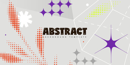 Abstract background template with isometric figure, geometric shapes and halftone branch.のイラスト素材
