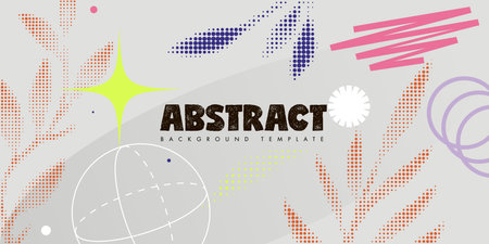 Abstract background template with isometric figure, geometric shapes and halftone branch.のイラスト素材