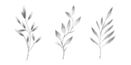 A set of leaves in the form of dots. Images of Plants as dots for design and decoration.のイラスト素材