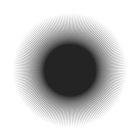 Circle with radial lines. Abstract geometric element.のイラスト素材