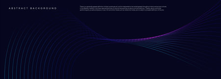Modern purple blue gradient flowing wave lines. Dark abstract background with glowing wave. Shiny moving lines design element. Futuristic technology concept.のイラスト素材