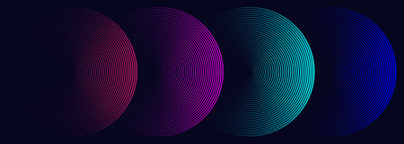 Background with colored circles consisting of dynamic lines.のイラスト素材