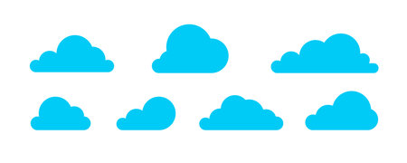Set of blue clouds on white background.Geometric figure illustrations.のイラスト素材
