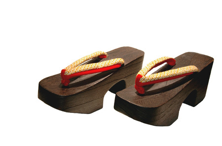Japanese wooden shoes for under a kimonoの写真素材